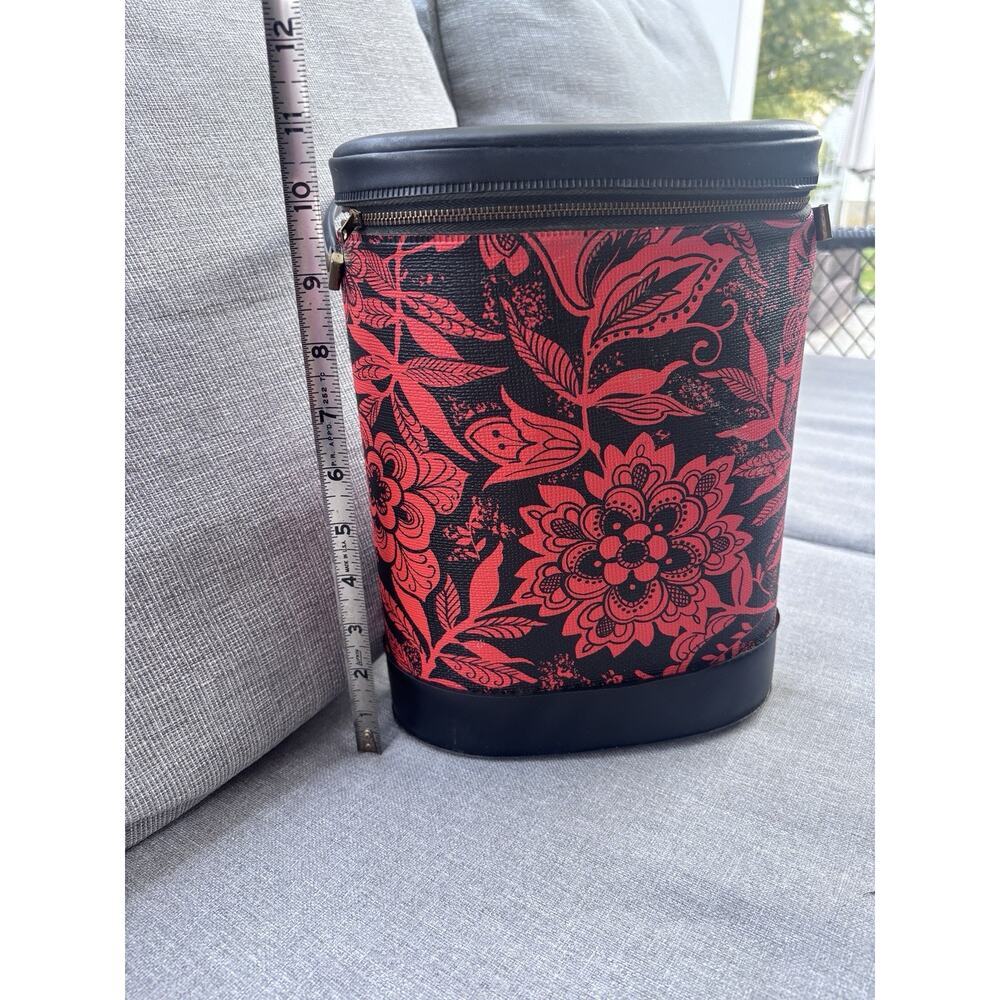 Vintage Aladdin Thermos Vinyl Bag Red Floral Rose Flowers - Picture 3 of 9